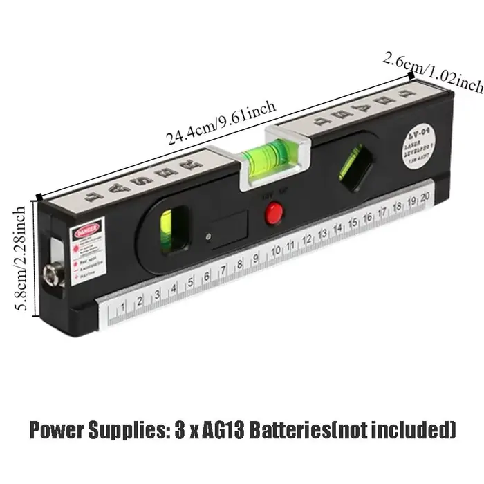 Niveau Laser 4 en 1, ruban à mesurer Vertical réglable de haute précision