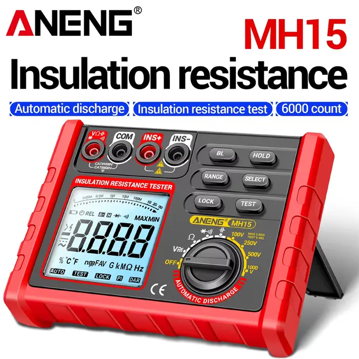 Testeur de résistance d'isolement haute précision avec alerte de batterie faible et décharge automatique pour la maintenance de circuits - Compteur électricien ANENG MH15
