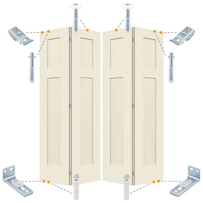 Kit complet de quincaillerie pour porte pliante pour placard coulissant – Supports essentiels