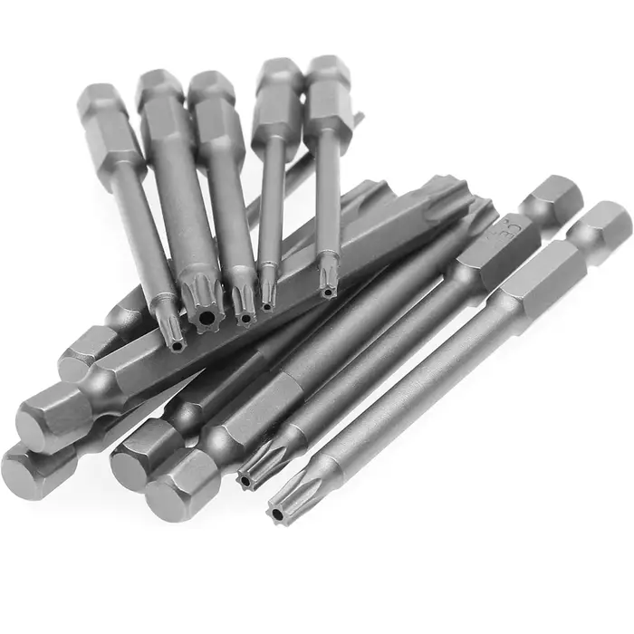 Jeu d'embouts de tournevis Torx en acier, tête de sécurité Torx, tige hexagonale de 1/4 pouces, long