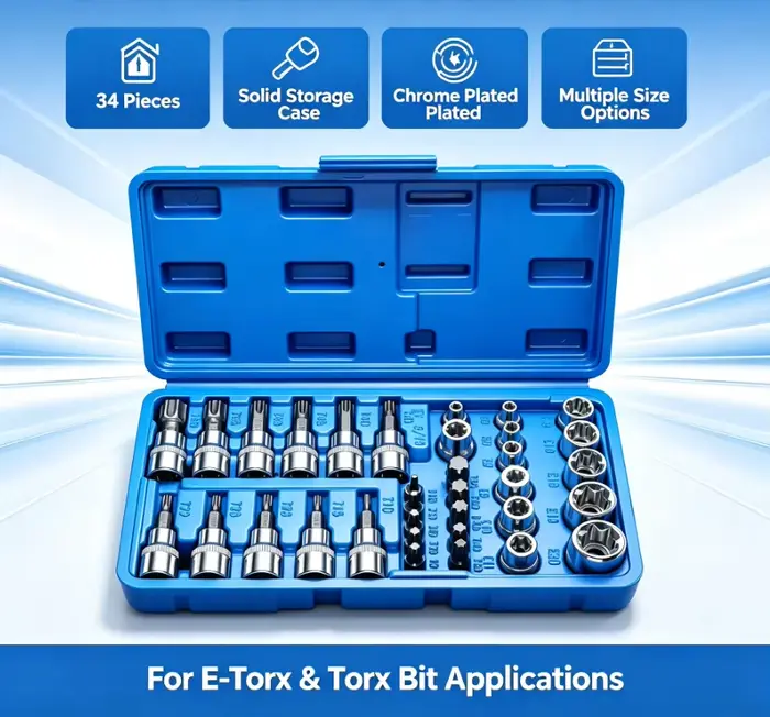 Jeu de douilles Torx professionnelles 34 pièces