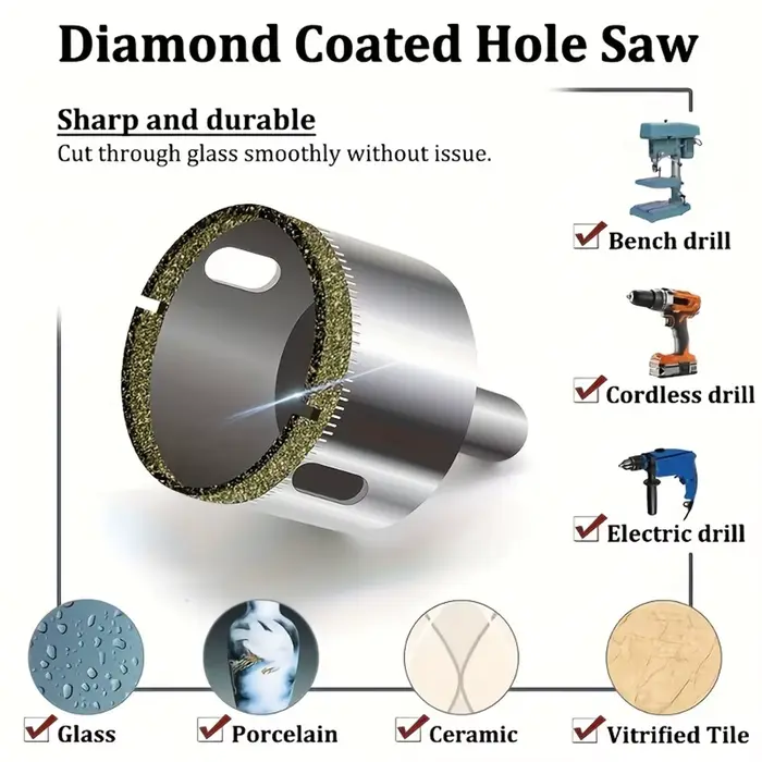 Coupe-trou revêtu de diamant 10 pièces/ensemble 6mm-30mm