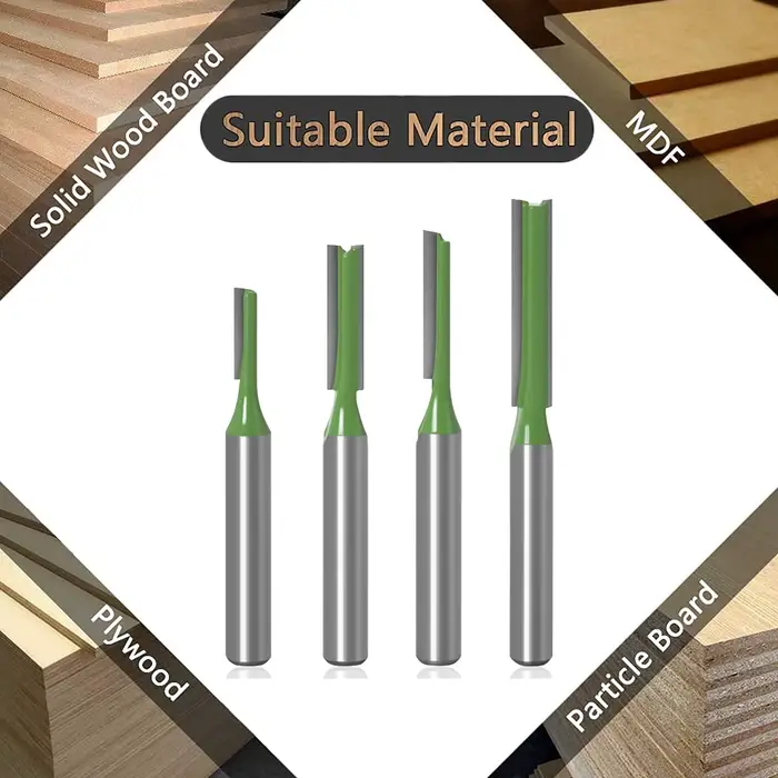 Fraise droite à double denture de 1/4'' (6 mm) pour le bois, fraise à bois en carbure de tungstène d