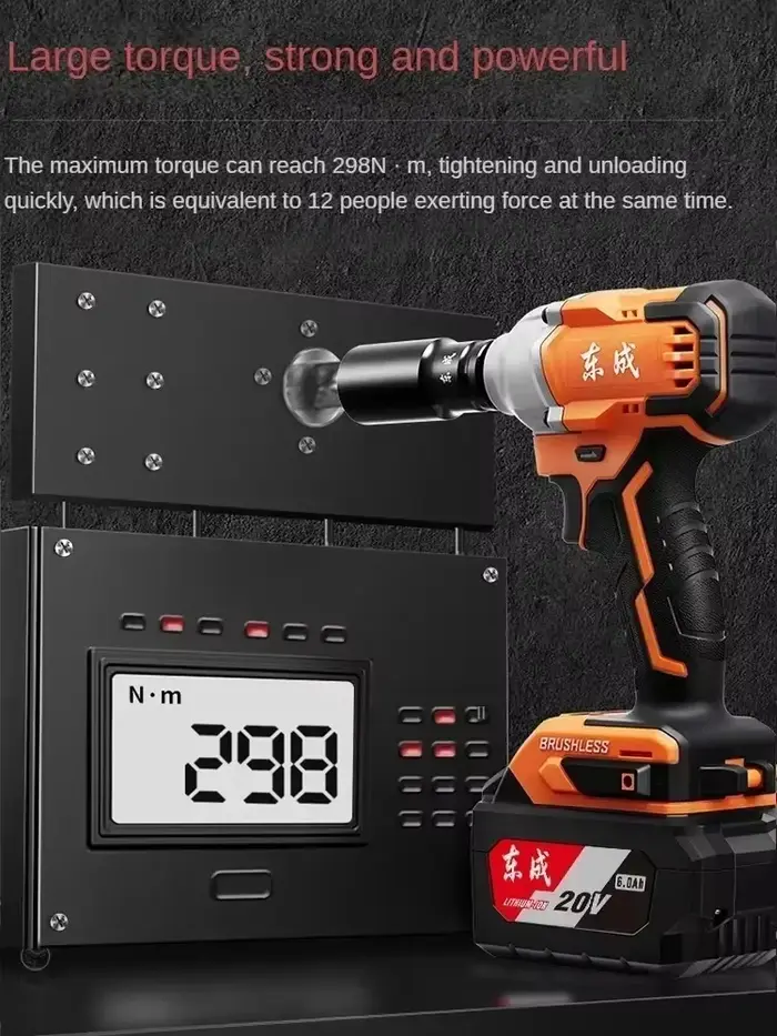 Kit de clé à chocs électrique sans balais avec batterie lithium-ion et chargeur