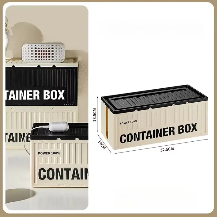 Boîte de rangement de câbles haute capacité avec couvercle, organisateur de cordons de bureau, desig