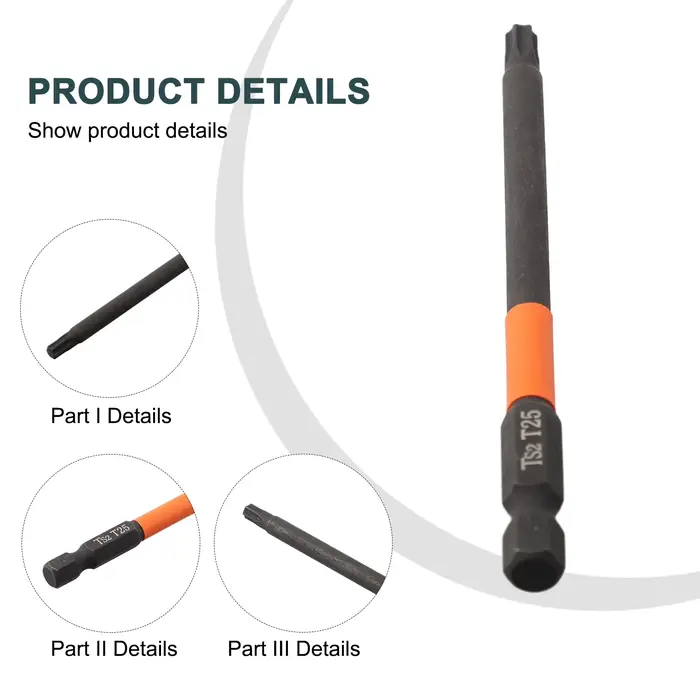 Mèche de tournevis Torx 1/4 en effet Foret à tige hexagonale T10-T40 magnétique 100mm pour outils électriques