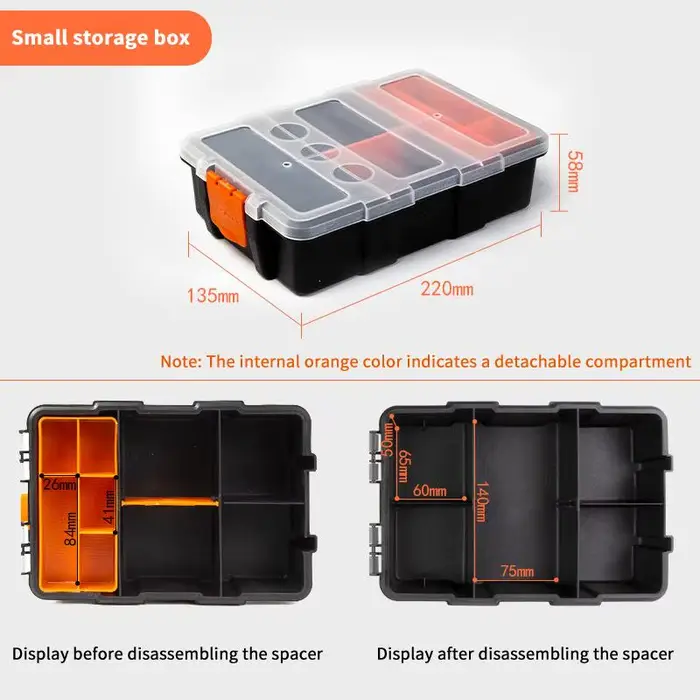 Boîte de rangement portable multi-compartiments pour matériel, avec 14 compartiments, boîte à outils