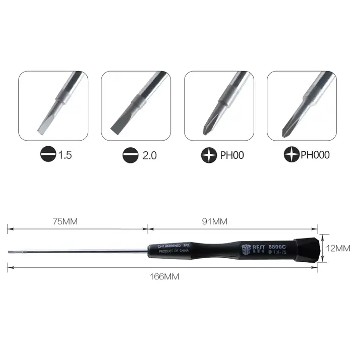 Meilleur tournevis magnétique PH00 PH000 1.5 2.0 tête plate fendue pour Macbook Pro ordinateur portable montre lunettes