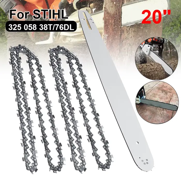 Barre de guidage de tronçonneuse de 20 pouces avec 2 pièces scie JO0.325 "pas 0.058" 76DL pour STIHL