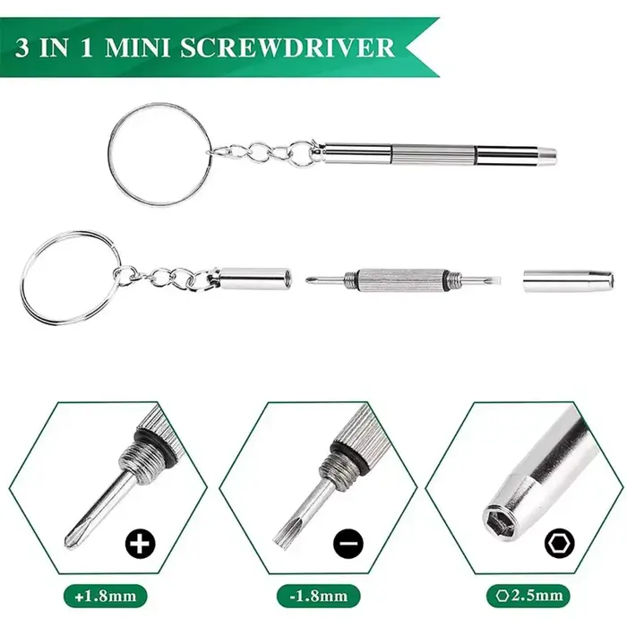 Mini tournevis 3 en 1, lunettes multifonctions portables