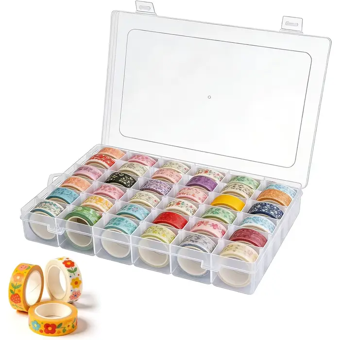 Boîte de rangement en plastique transparent à 36 compartiments avec séparateurs amovibles – un organ