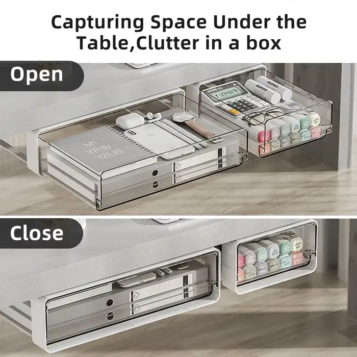 MELStorage-Boîte de Rangement Auto-Adhésive Cachée Sous Table