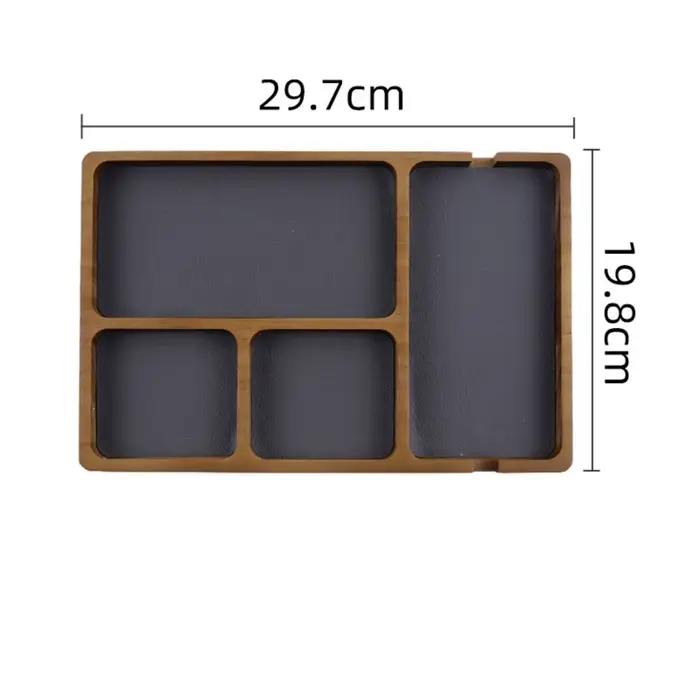 Boîte d'organisation de rangement de bureau en bois avec compartiments pour lunettes