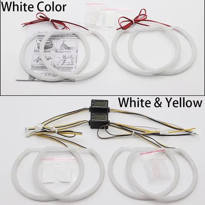 Pour BMW série 5 E39 525i 528i 530i 540i blanc jaune double et blanc coton LED Angel Eyes Kit anneau