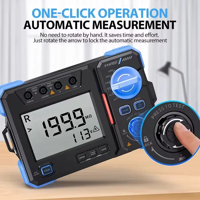 Testeur de résistance d'isolement FNIRSI MRT-1050 1000V 20GΩ Mégohmmètre Mesure de tension AC/DC Décharge automatique