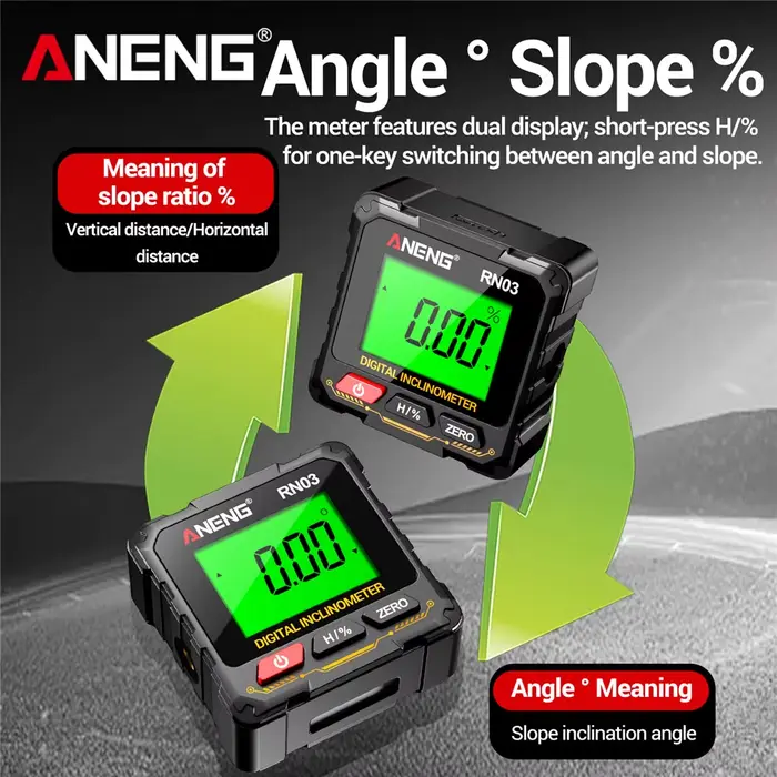 Jauge d'angle numérique magnétique à 4 côtés 360 ° Goniomètre électronique