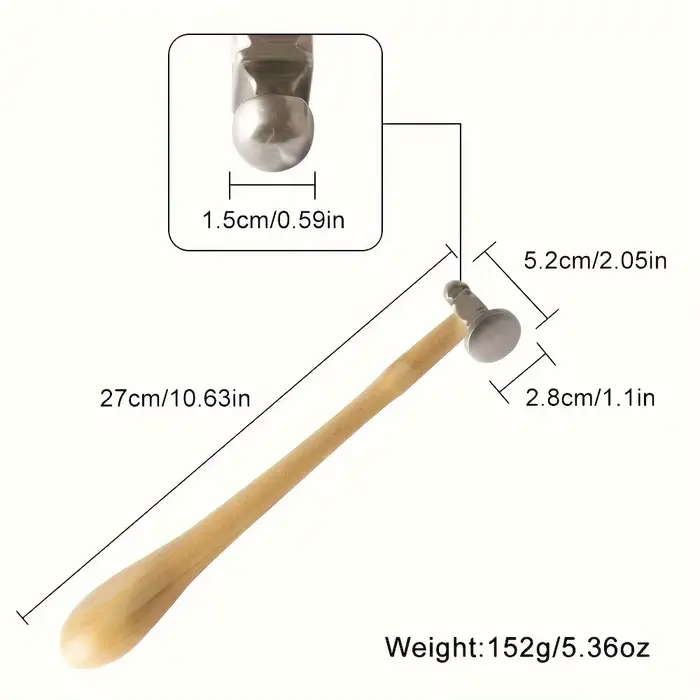 Marteaux à double tête en acier inoxydable avec manche en bois massif pour la fabrication de bijoux