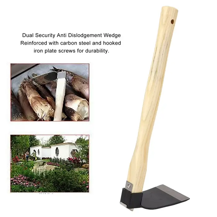 Houe à main de jardinage, petite houe à main ergonomique, manche en bois, acier au carbone, légère, 