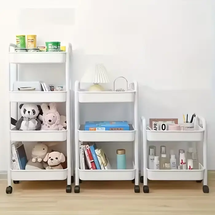 Étagère de rangement mobile pour véhicule à roulettes robuste à 2-5 niveaux