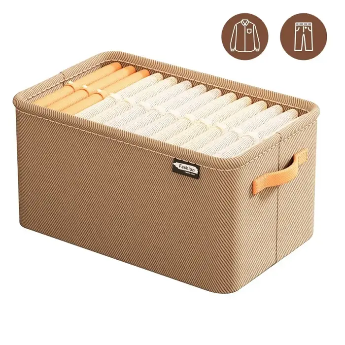 Panier de rangement pliable de grande capacité avec cadre en acier épais, bac organisateur en tissu