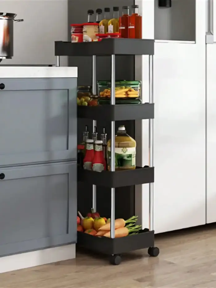 Étagère de rangement mobile à 3/4 niveaux, chariot utilitaire roulant, étagère de rangement pour cui