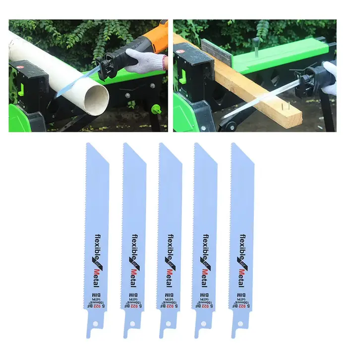 5 pièces lame de scie alternative en métal Kit de coupe pour le travail du bois outil électrique 150mm / 5