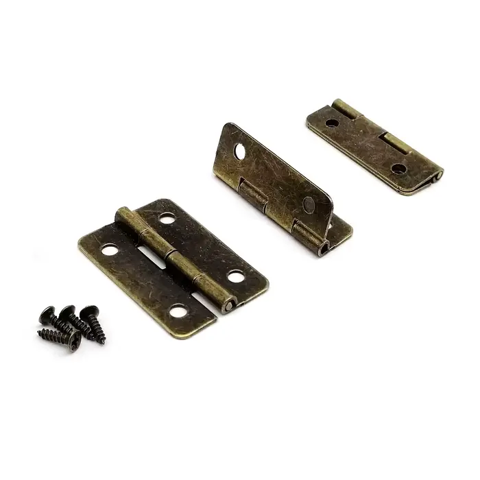 6 charnières en bois avec vis pour coffret à bijoux