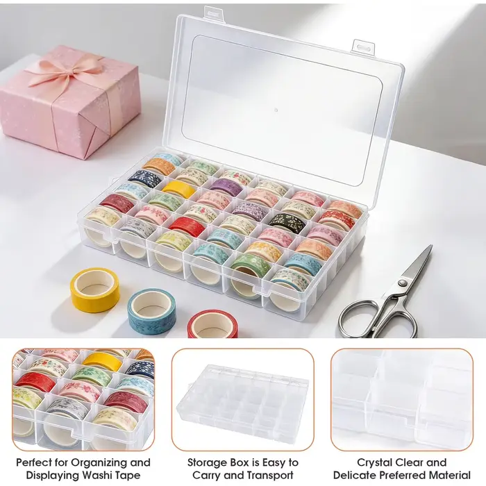 Boîte de rangement en plastique transparent à 36 compartiments avec séparateurs amovibles – un organisateur portable conçu pour répondre aux besoins précis.