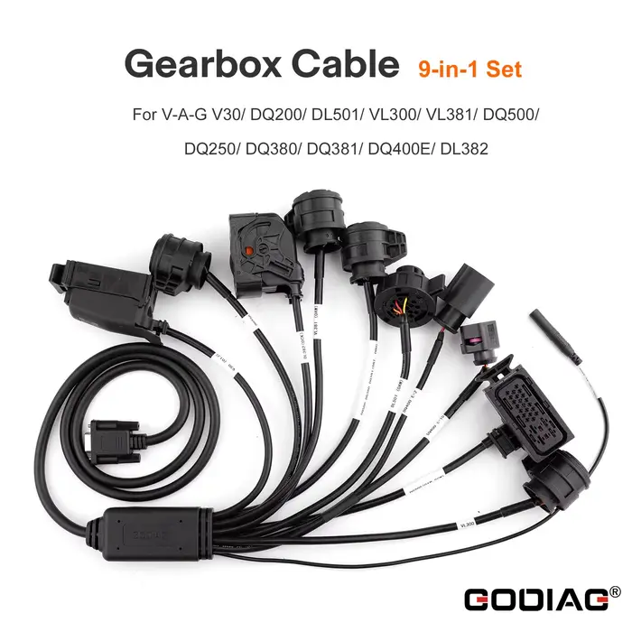 Câble de boîte de vitesses GODIAG VAG 9-en-1 pour DQ200/ DL501/ VL300/ VL381/ DQ500/ DQ250/ DQ380 à utiliser avec AUTEL GBOX/ XHORSE Multiprog
