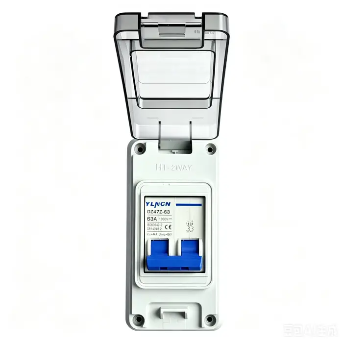 Disjoncteur miniature DC 2P 1000VDC 25A 32A 63A avec boîtier IP65 2 voies pour onduleur de panneau solaire