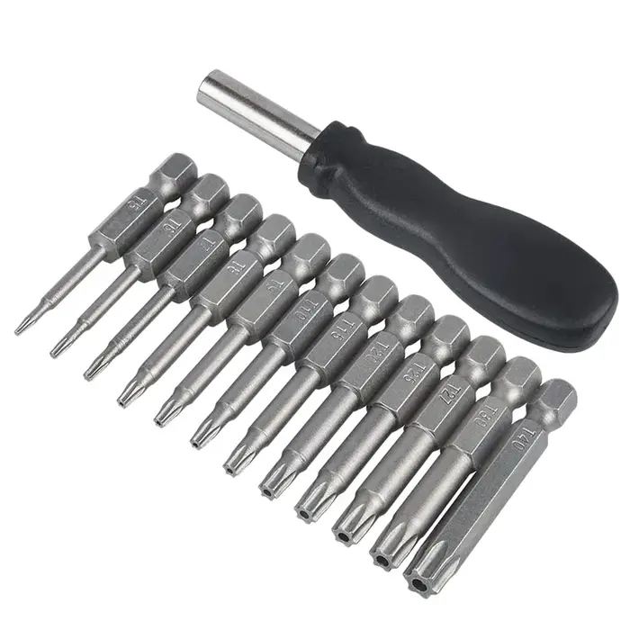 12 ensembles de tournevis avec embouts Torx, barre hexagonale de 1/4 pouce, kit de tournevis étoile 