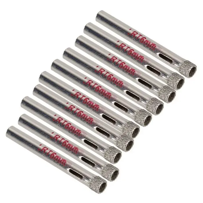 10 pièces 6mm diamant enduit foret carrelage céramique verre scies cloche argent Cutter ouvreur Bits