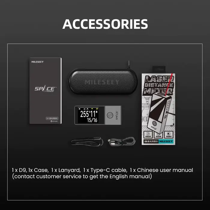 Télémètre laser Mileseey D9 100M Bluetooth rechargeable avec grand écran et alignement visuel par li