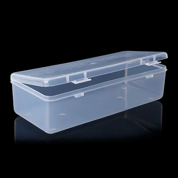 Boîte de rangement rectangulaire en plastique transparent