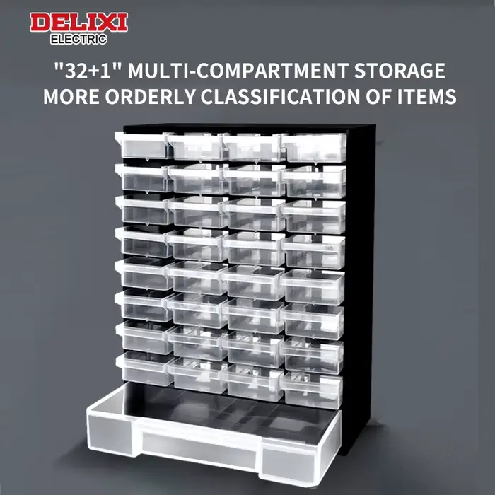 DELIXI ELECTRIC Boîte de rangement d'outils à 33 compartiments