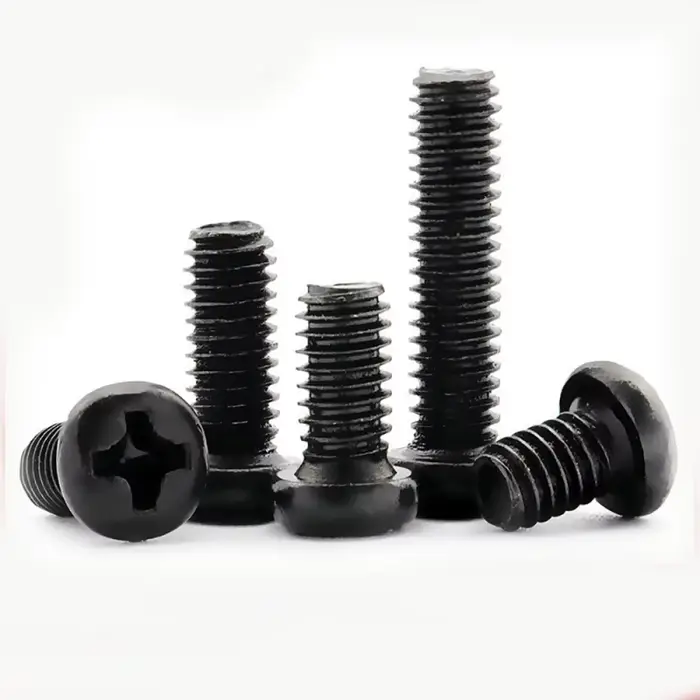 Vis à tête cylindrique encastrée en croix, 100 pièces/lot, M1 M1.2 M1.6 M2 M2.5 M3 M4 M6, vis à métaux Phillips noire en acier au carbone, Grade 4.8