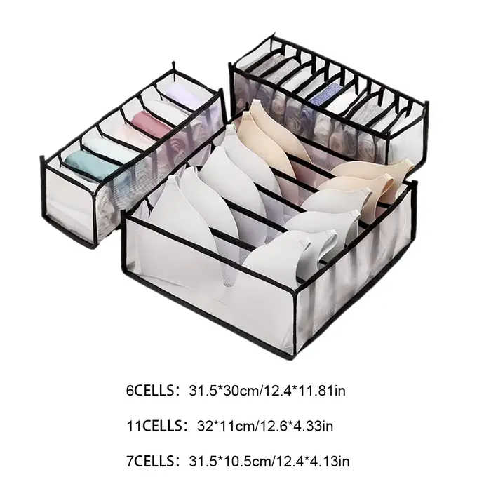 Lot de 3 boîtes de rangement pour placard