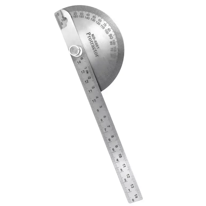 Règle d'angle 180 degrés en acier inoxydable, rapporteur, jauge, goniomètre, outil de mesure du bois