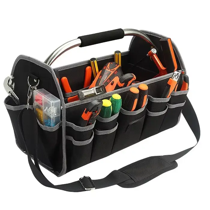 Boîte à outils empilable grande capacité, multifonctionnelle, en acier inoxydable, boîte à outils po