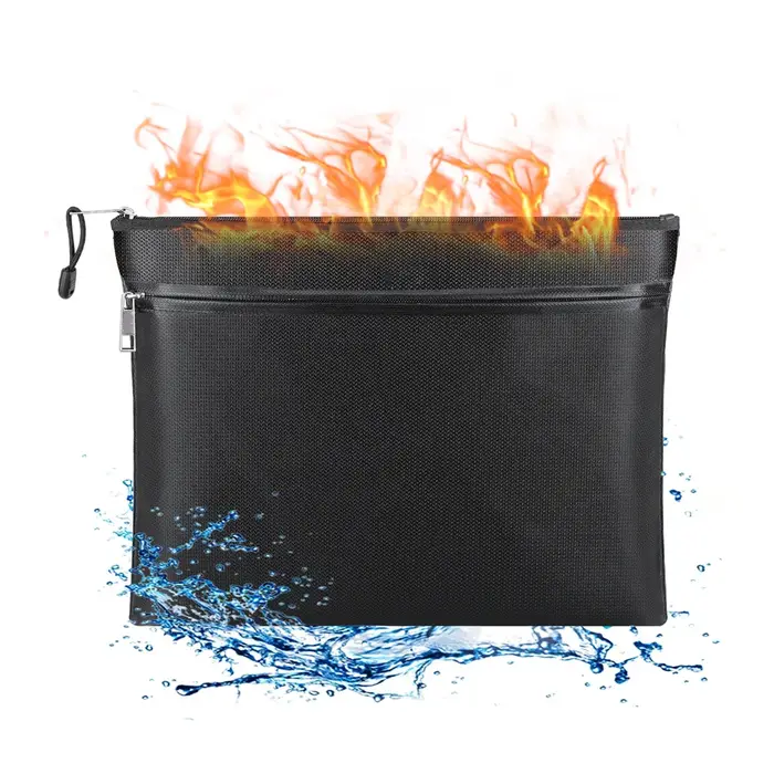 Sac de rangement double compartiment ignifuge et étanche avec fermeture éclair