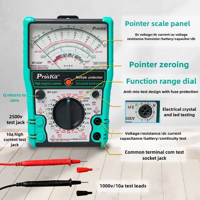 Multimètre à pointeur MT-2207