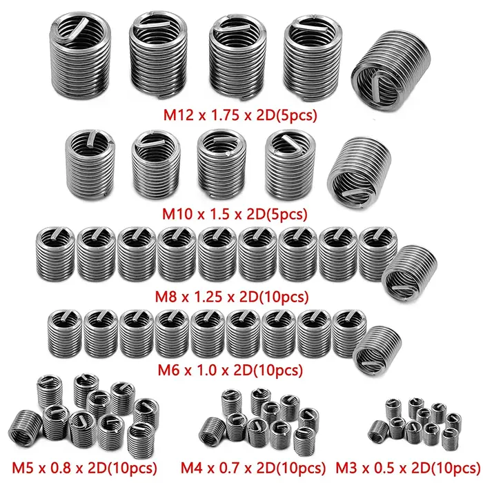 60Pcs Fil Fil Insert M3 M4 M5 M6 M8 M10 M12 Fixation Fil
