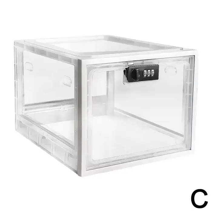 Boîte verrouillable de grande capacité, bac de rangement transparent, boîte d'évaluation pour réfrig