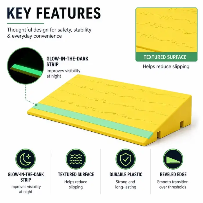 Rampe de seuil intérieure 25/30x10/12/13x3/4/5/6cm en plastique