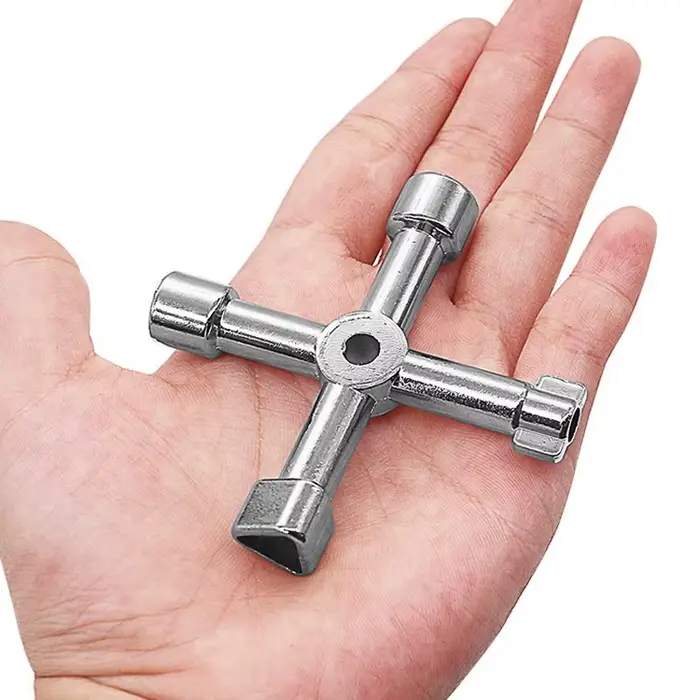 Clé triangulaire universelle multifonction 4-en-1 pour plombiers