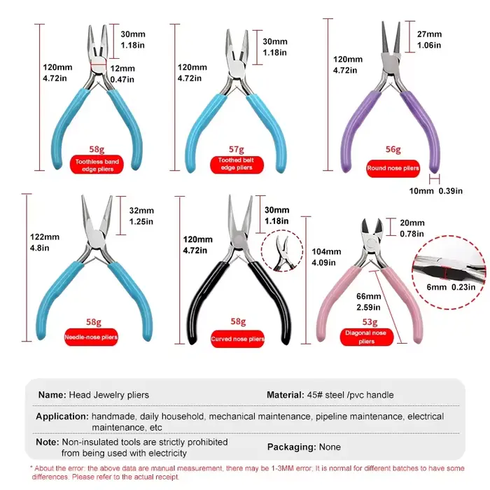 Pinces à bijoux, outils