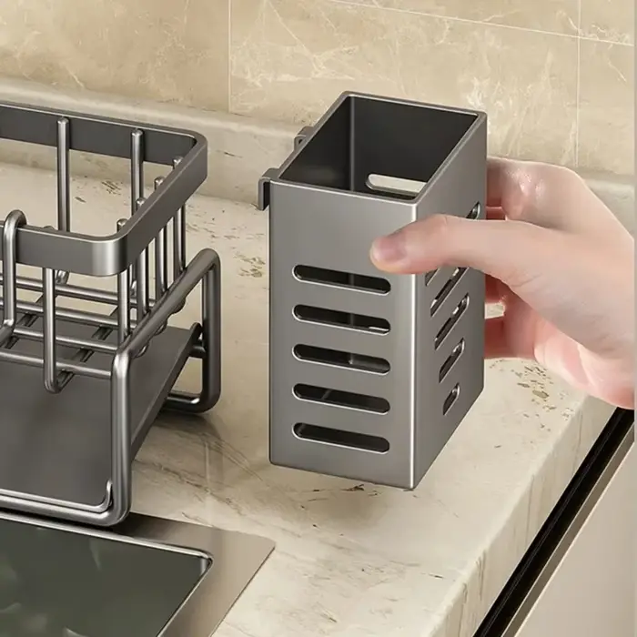 Étagère de rangement pour évier de cuisine en acier inoxydable