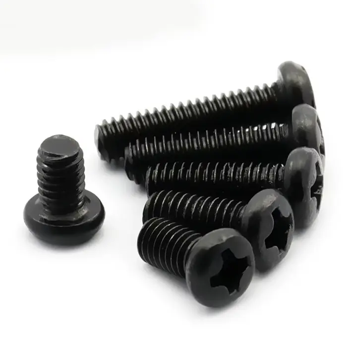 Vis à tête cylindrique encastrée en croix, 100 pièces/lot, M1 M1.2 M1.6 M2 M2.5 M3 M4 M6, vis à métaux Phillips noire en acier au carbone, Grade 4.8