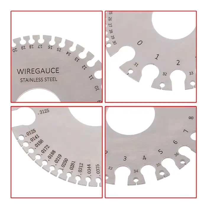 Nouveau jauge de mesure de diamètre de fil rond 0-36 AWG SWG en acier inoxydable pour inspection de soudure
