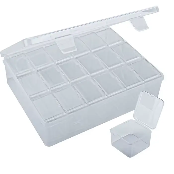 Boîte de rangement transparente à 18 compartiments grande capacité